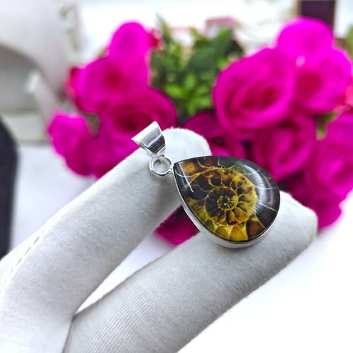 Ammonite gemstone handmade - gemstone, 925
